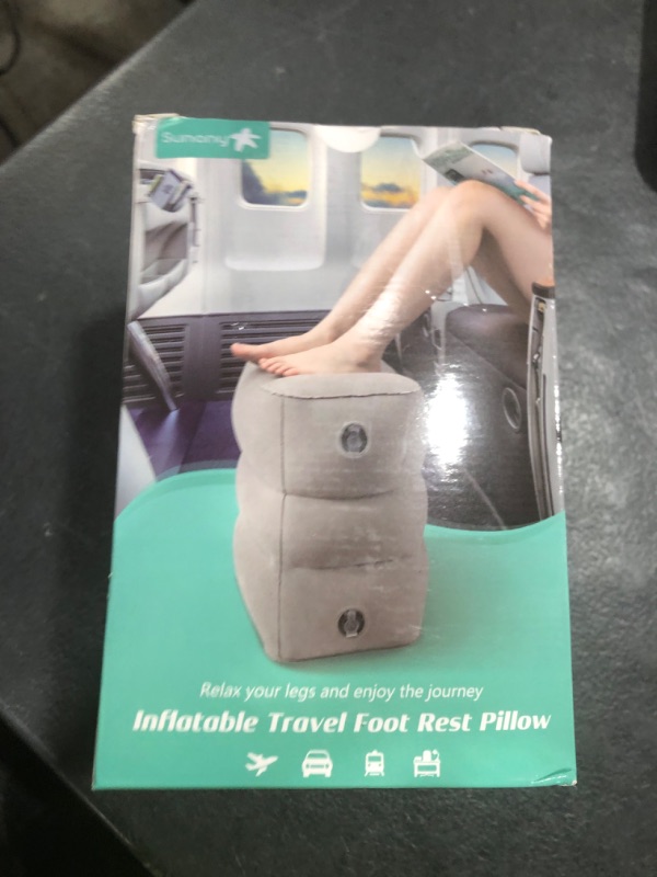 Photo 1 of Sunany Inflatable Foot Rest Pillow for Airplane Travel-Adjustable Height Cushions for Kids to Sleep While Traveling, Adults, Suitable for Office, Home and Any Travel?Dark Grey?