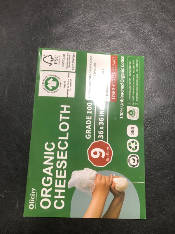 Photo 1 of Organic Cheese Cloths, GOTS Certified, Grade 100, 36x36Inch, Reusable Cheese Cloth with Closed Edges Fabric Fine Mesh Cloth, Unbleached Cotton Muslin Cheesecloth for Straining,Cooking,Crafts - 9 Sq.Ft