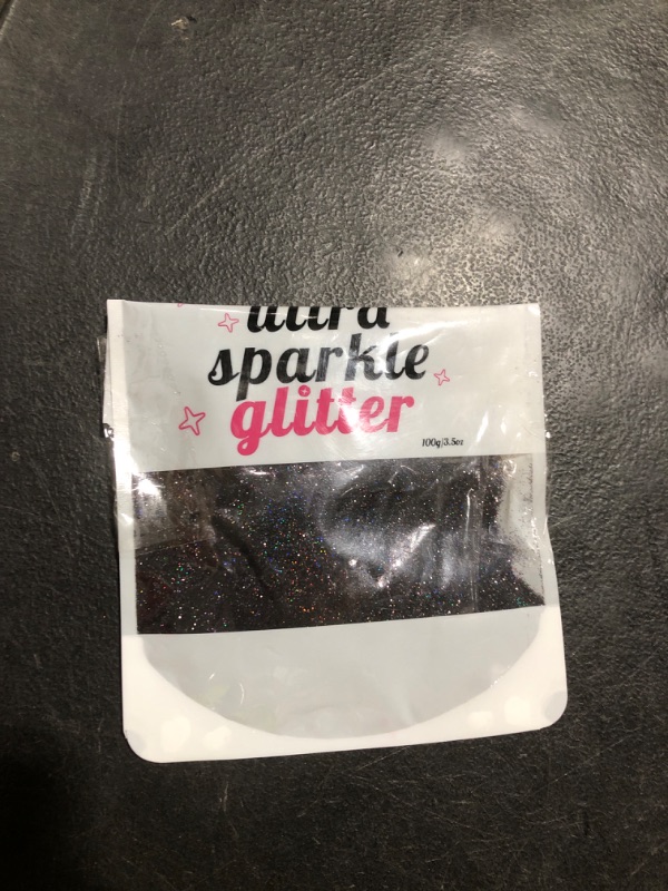 Photo 1 of Holographic Extra Fine Craft Glitter Powder, 100g Iridescent Sequins, Loose Glitter for Face, Body, Hair, Eye & Nails (Laser Black)