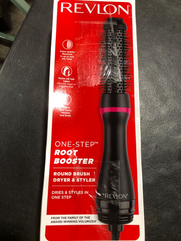 Photo 1 of REVLON One-Step Hair Dryer and Styler - Root Booster Round Brush for Styling, Dryer Brush for Fast and Easy Salon-Quality Blowout, More Shine and Less Frizz (1-1/2 in)