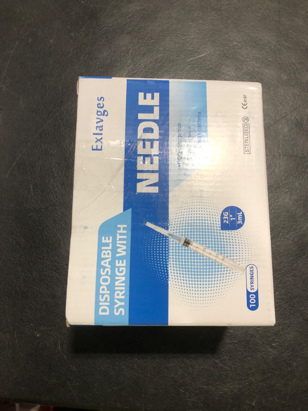 Photo 1 of 100 Pack Disposable 3ml/cc Lab Syringes with 23Ga 1 Inch Needle Luer Lock, Individually Sealed Packed