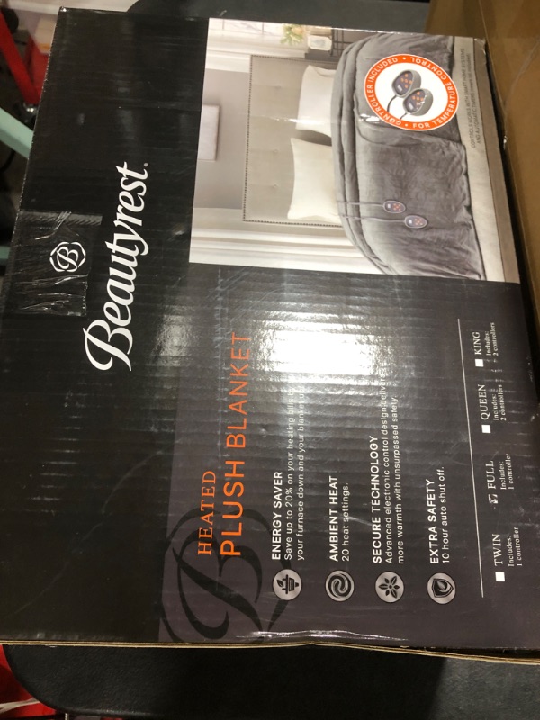 Photo 1 of Beautyrest Heated Plush Elect Electric Blanket with 20 Heat Level Setting Controllers Equip with Secure Comfort Technology and 10 Hours Auto Shut Off, Full: 80x84, Aqua,BR54-0904