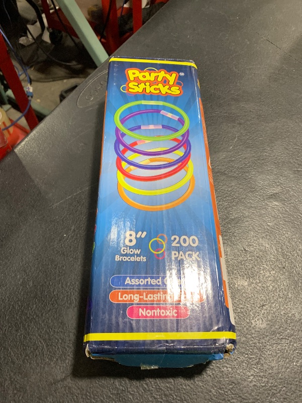 Photo 1 of Glow Sticks Bulk Neon Party Supplies - 200 8” Neon Party Glow Sticks w/ Connectors for Glow Necklaces and Glow Bracelets Glow in the Dark Party Supplies