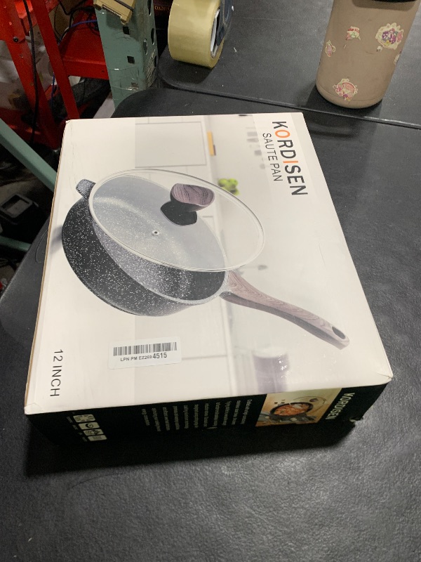 Photo 1 of Kordisen Nonstick Deep Frying Pan with Lid, 12 Inch Large Skillet, 5 Qt Non Stick Saute Pan for Cooking, Healthy Induction Cookware, PFOA Free