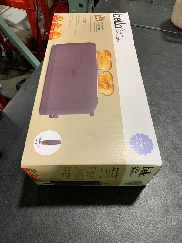 Photo 1 of bella 2 Slice Slim Toaster, Fits-anywhere™ Kitchenware, 6 Setting Shade Control with Reheat & Cancel Buttons, Fits sourdough, 10” Long Slot, Anti Jam & Auto Shutoff, 900 Watt, Plum