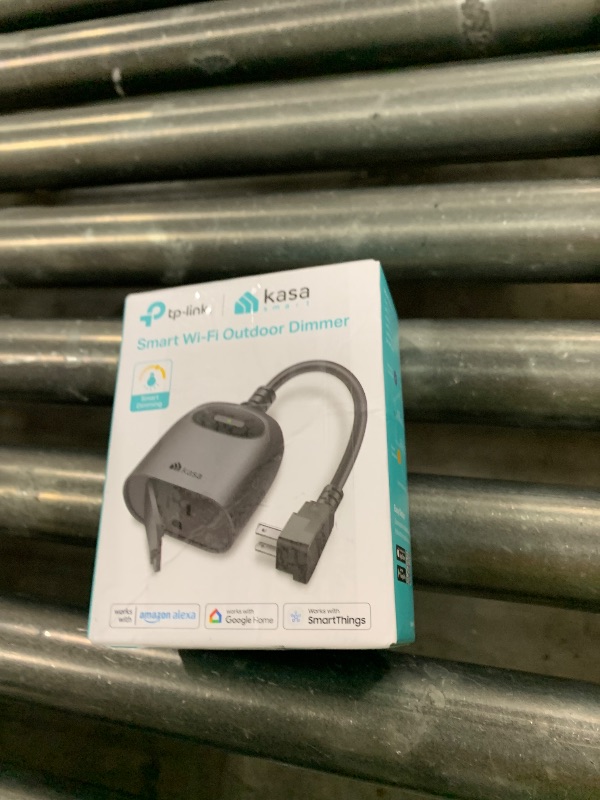 Photo 1 of Kasa Outdoor Smart Dimmer Plug, IP64 Plug- in Dimmer for Outdoor String Lights, Compatible with Alexa, Google Assistant & SmartThings, Long Wi-Fi Range 2.4Ghz, No Hub Required, ETL Certified(KP405)