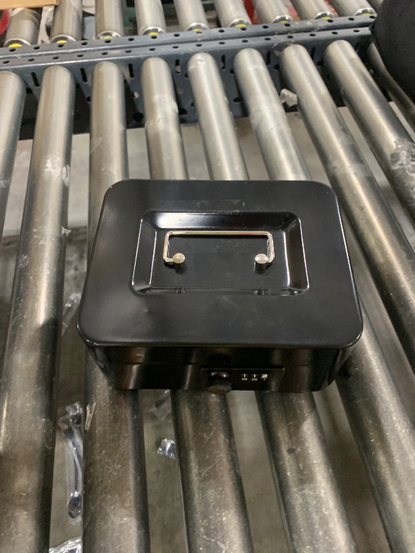 Photo 1 of Kyodoled Medium Cash Box with Combination Lock Safe Metal Money Box with Money Tray for Security Lock Box 7.87"x 6.30"x 3.54" Black Medium