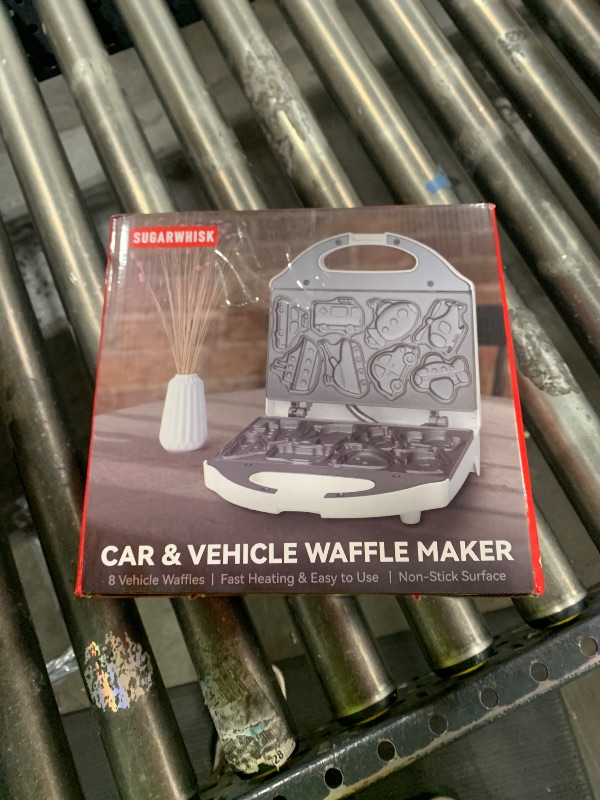 Photo 1 of SugarWhisk Car Waffle Maker for Kids, Halloween & Christmas Mini Waffle Maker, 8 Fun Vehicle Shaped Mini Pancake Maker, Non Stick Surface, Excellent Gift, White