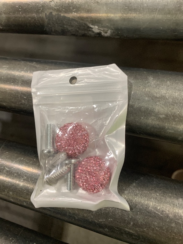 Photo 1 of SAVORI License Plate Frame Screws Bolts Crystal Rhinestone Anti-Theft Metal Fastener Caps Cover Kit Universal Bling Car Accessories Decor 2PCS (Pink)