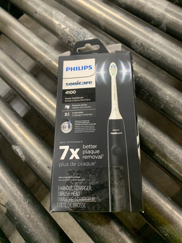 Photo 1 of Philips Sonicare 4100 Rechargeable Electric Toothbrush, with Pressure Sensor, 2 Intensity Settings, SmarTimer and QuadPacer, 14-Day Battery Life, Black, Model HX3681/24