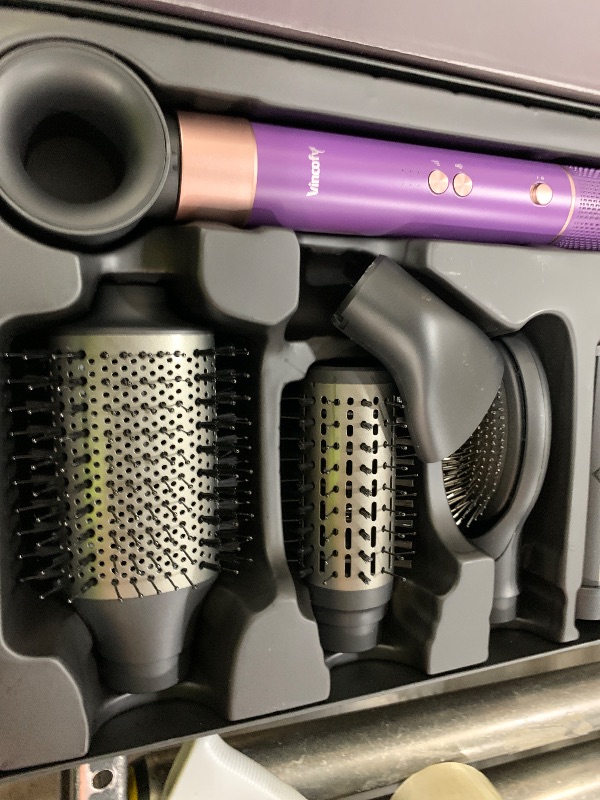 Photo 1 of Vincofy 7-in-1 Hair Dryer Brush and Hair Styler Set – Fast Drying, Curling, Straightening & Volumizing – Hot Air Styling Tool with No Heat Damage – for All Hair Types – Lavender