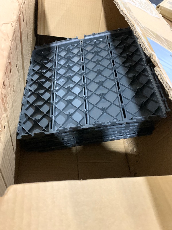 Photo 1 of 36 sq. ft Plastic Interlocking Deck Tiles, 36 Pack,12"x12" Waterproof Outdoor Flooring All Weather Use, Patio Floor Decking Tiles for Porch Poolside Balcony Backyard, Dark Grey