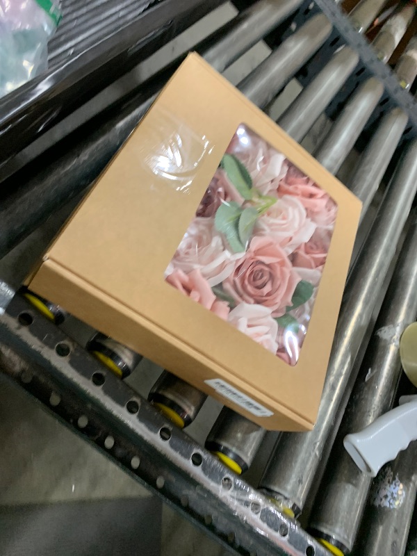 Photo 1 of Ling's Moment Artificial Flowers 16pcs Blush Pink Silk Roses with Stems Real Look, 3.5" Fake Ombre Slate Pink Vendela Roses Bulk for DIY Wedding Bouquets Centerpieces Party Baby Shower Home Decoration