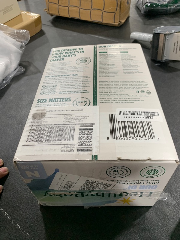 Photo 1 of HealthyBaby Our Diapers | EWG Verified Safe & Plant-Based Diapers | Leak Protection | Soft Organic Cotton Shell | Chlorine-Free Diaper for Sensitive Skin | Size N (Under 10 lbs) 66 Count