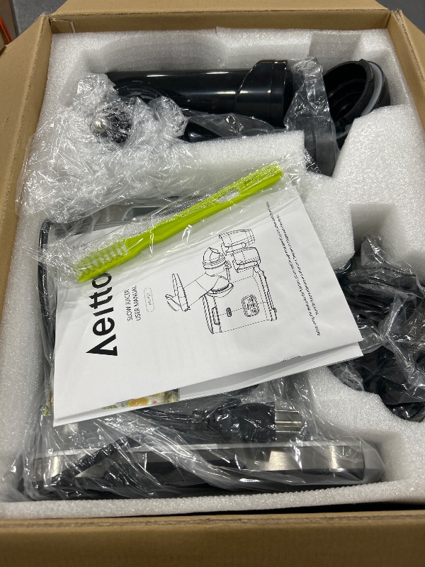Photo 1 of Aeitto Cold Press Juicer Machines, 3.6 Inch Wide Chute, Large Capacity, High Juice Yield, 2 Masticating Juicer Modes, Easy to Clean Slow Juicer for Vegetable and Fruit, Silver