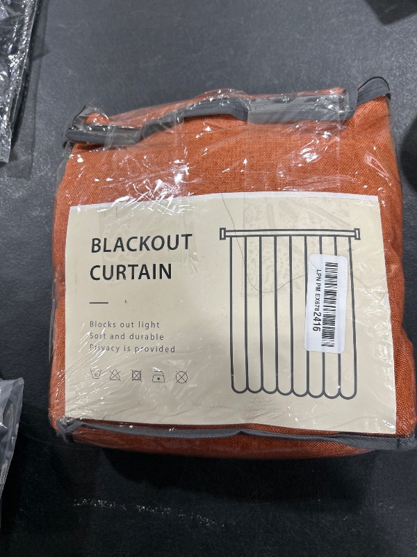 Photo 1 of 100% Blackout Shield Linen Blackout Curtains for Bedroom 96 Inches Long, Back Tab/Rod Pocket Living Room Drapes, Thermal Insulated Blackout Curtains 2 Panels Set, 50" W x 96" L, Burnt Orange