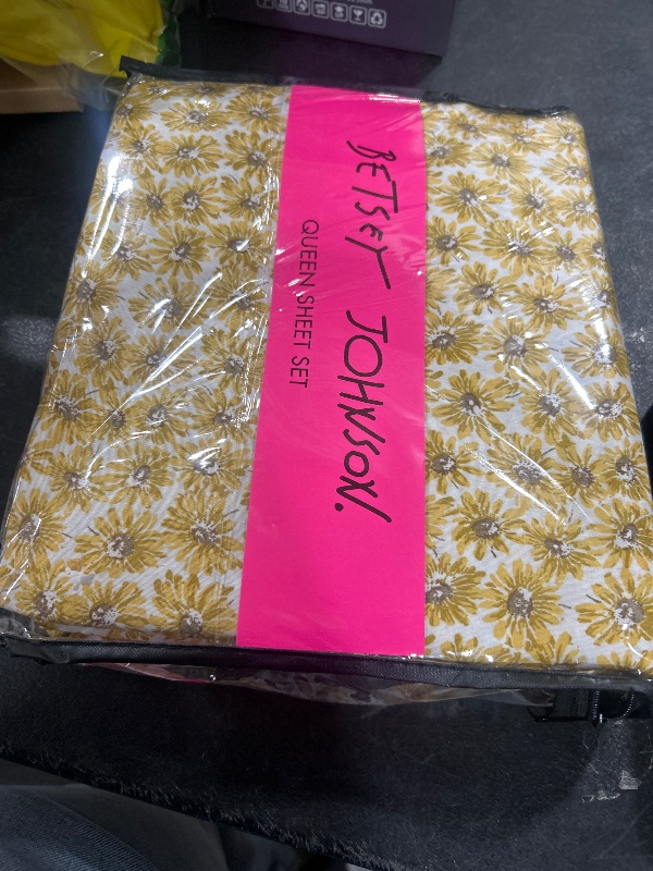 Photo 1 of Betsey Johnson - Queen Bed Sheets, Soft & Lightweight Bedding, Fade & Wrinkle Resistant (Sunflower Field Yellow, Queen)