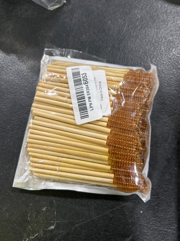 Photo 1 of 100 Pcs Disposable Mascara Wands, Bamboo Spoolies Brush for Eyelash Extensions, Spooly Eyelash Eyebrow Brushes Lash Wand Applicator Makeup Kits, Brown