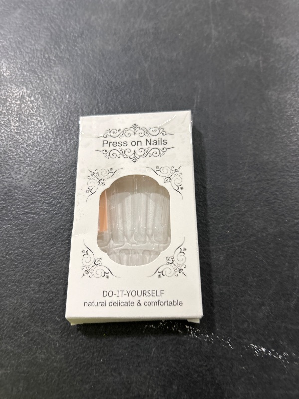 Photo 1 of RikView Long Press on Nails French Acrylic Nails Gradient Nude Press on Nails Coffin Fake Nails Pink Nails Glossy Nails