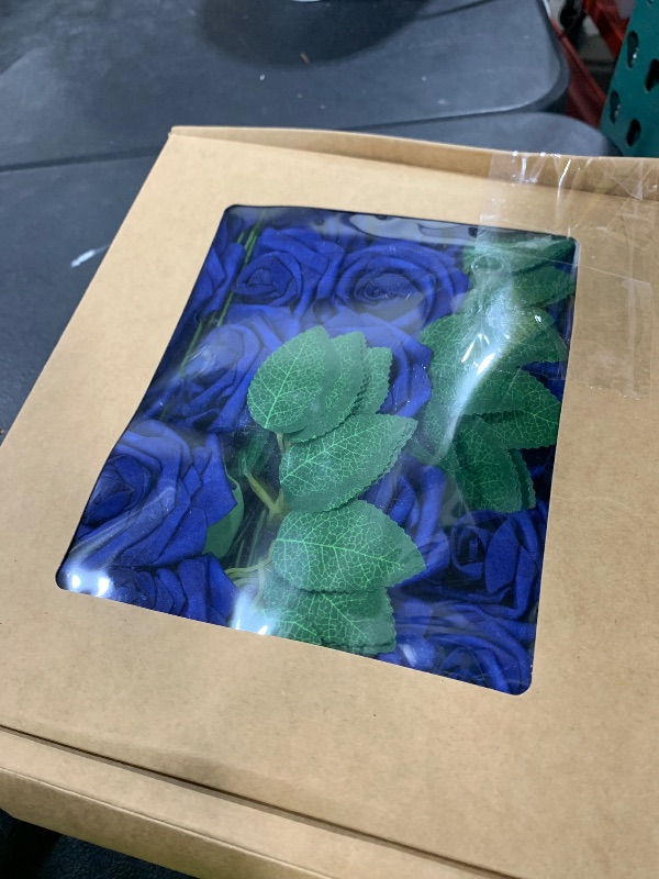 Photo 1 of Isquene [25PCS] Navy Blue Roses Artificial Flowers with Long Stem Real Touch Fake Foam Roses for Decoration DIY Wedding Bouquets Centerpieces Bridal Shower Flower Arrangements Home Decor