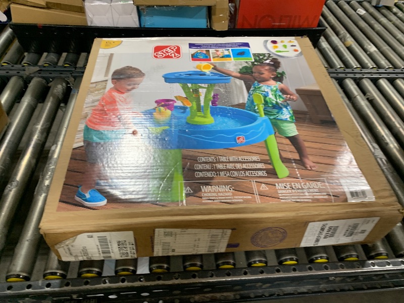Photo 1 of Step2 Summer Showers Splash Tower Water Table for Kids, Outdoor Kids Water Sensory Table, Ages 1.5+ Years Old, 8 Piece Water Toy Accessories, Blue & Green