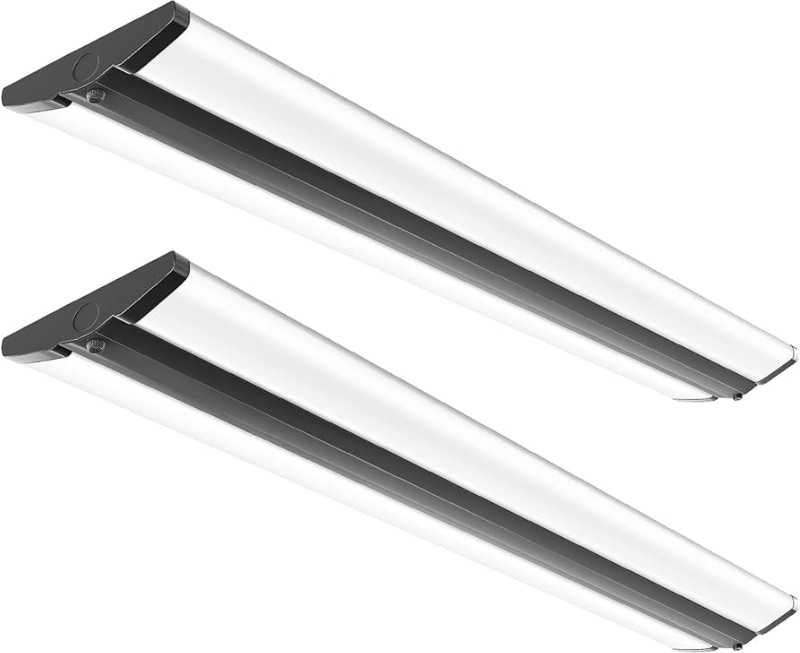 Photo 1 of FAITHSAIL 4FT LED Wraparound Light Fixture Ceiling Mount, Ultra Slim 50W LED Garage Light Flush Mount, 4000K Neutral White, 5500 Lumens Office Light, Fluorescent Fixtures Replacement, 2 Pack