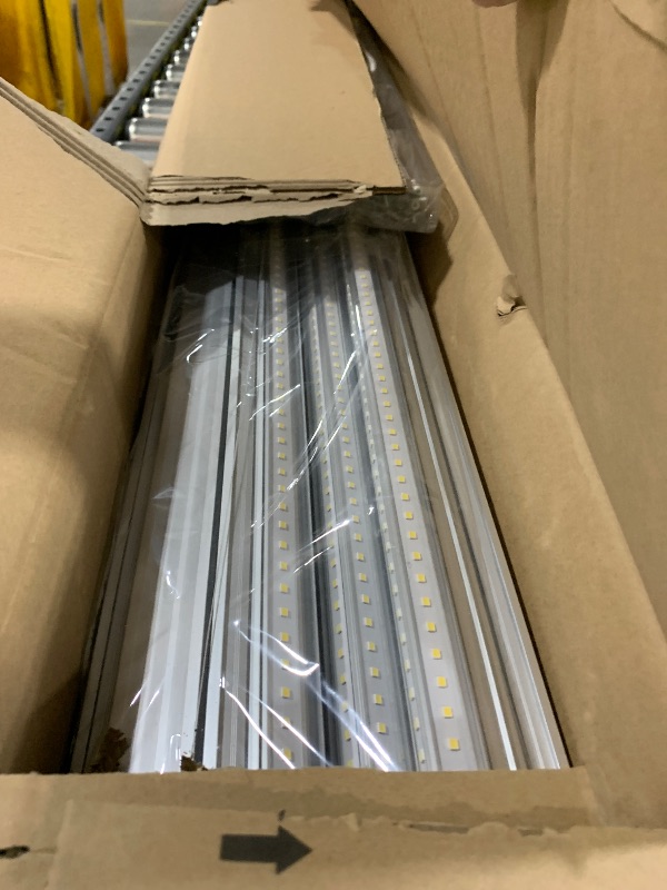 Photo 1 of Barrina 8FT LED Shop Lights Fixture, T8 72W 10000lm 5000K, Daylight White, Clear Cover, V Shape,Tube Light, Hight Output, Bulbs for Garage, Warehouse, Plug and Play, 6 Packs
