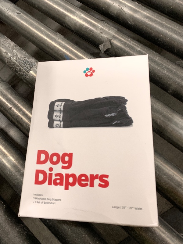 Photo 1 of Pet Parents® Washable Dog Diapers (3pack) + Extendrs® of Durable Doggie Diapers, Premium Dog Diapers Female & Male (Large, Black)