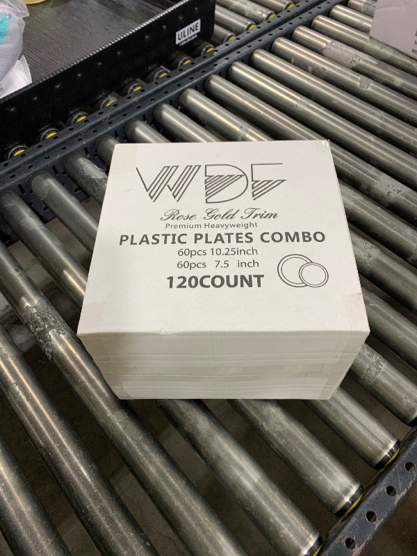 Photo 1 of WDF 120 pieces Rose Gold Plates Disposable - Heavy Duty Rose Gold Plastic Plates Perfect for Mother's Day, Wedding, Birthday
