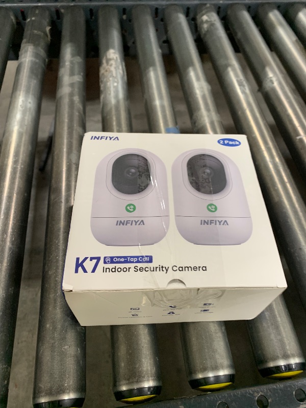 Photo 1 of INFIYA 2K Security Camera Indoor-360 Cameras for Home Security and One-Tap Call, Elderly/Cat/Baby/Nanny, Motion Alert, Intelligent Tracking, 2.4GHz WiFi Only, Work with Alexa/Google Home, K7 2Pack