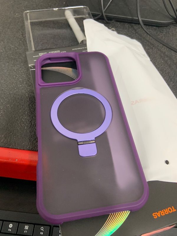 Photo 1 of TORRAS 360° Spin Mag Stand for iPhone 16 Pro Max Case, Fit for Magsafe, Mil-STD Protective Hard PC Scratch-Resistant Ostand Case for iPhone 16 Pro Max Phone Case Violet Purple, 6.9 inch