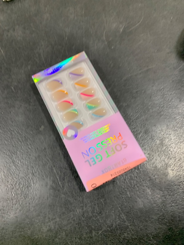 Photo 1 of BTArtbox Short Press On Nails - Soft Gel French Tip Press On Nails, Supremely Fit & Natural Square Glue On Nails with Nail Glue, Reusable Stick On Nails in 15 Sizes, Pastel Curves