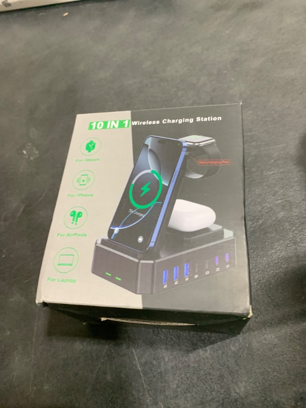 Photo 1 of 300W Charging Station for Multiple Devices Apple,10 in 1 Wireless Charger for iPhone,GaN III USB C 65W PD Fast Charging Stand Dock for MacBook,iWatch&Airpods (Wireless Charging Only for Apple)