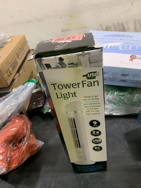 Photo 1 of Dpofirs Omnibreeze Tower Fan, Bladeless Tower Fan, Office Desk Fan, 90 Degree Oscillating Quiet Portable USB Desk Fan with Light for Home Bedroom Office (Black)