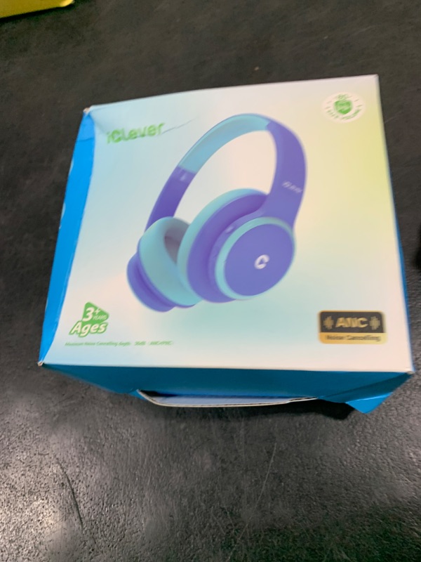 Photo 1 of iClever BTH26 Active Noise Cancelling Headphones for Kids, 60H Play Time, Safe Volume 80dBA, Type C Fast Charging, Bluetooth5.4, Kids Bluetooth Headphones with Mic AUX Cord for iPad Airplane, Blue