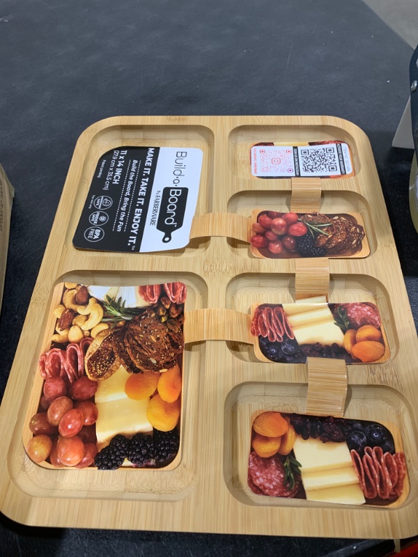 Photo 1 of FARBERWARE Build-A-Board Bamboo Cutting Board with Built-In Compartments and Clear Locking Lid, Ideal for Charcuterie, Snacks, Food Prep & Serving