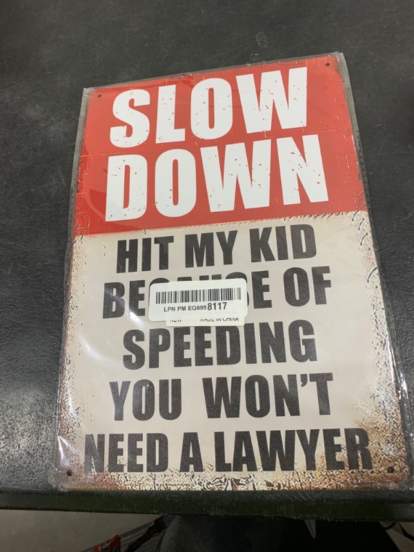 Photo 1 of Slow Down Signs Children At Play Safety Signs For Street Caution Warning Kids Playing Safety Tin Sign Speed Limit Crossing Guard Stop Children Playing Yard Road Visual Signal Slow Down Hit My Kid