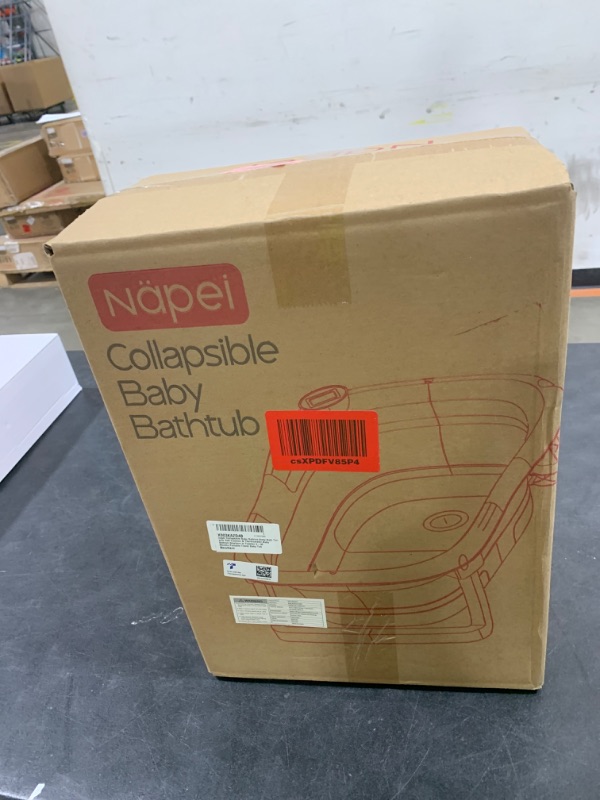 Photo 1 of napei Collapsible Baby Bathtub,Baby Bath Tub with Soft Cushion & Thermometer,Baby Bathtub Newborn to Toddler 0-36 Months,Portable Travel Baby Tub