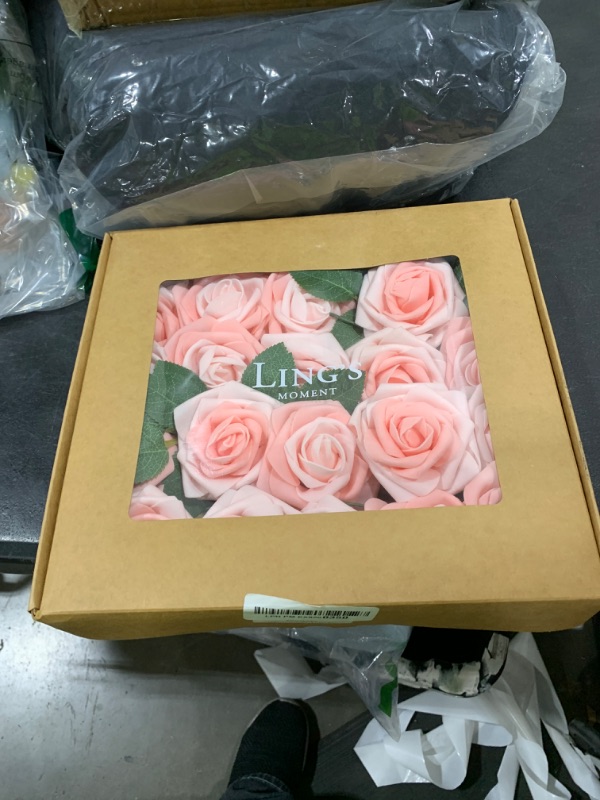 Photo 1 of Ling's Moment Artificial Flowers 25Pcs Blush Pink Roses Decor w/Stems,3" Real Touch DIY Foam Floral for Wedding Bouquet/Centerpieces, Outdoors Party Backdrop, Room/Table, and Garden/Pot Decorations
