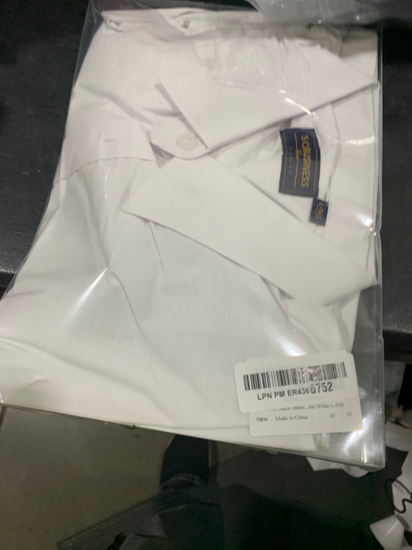 Photo 1 of J.VER Men’s Dress Shirts Regular Fit Button Down Shirts Stain Shield Short Sleeve Formal Shirts White L-Tall