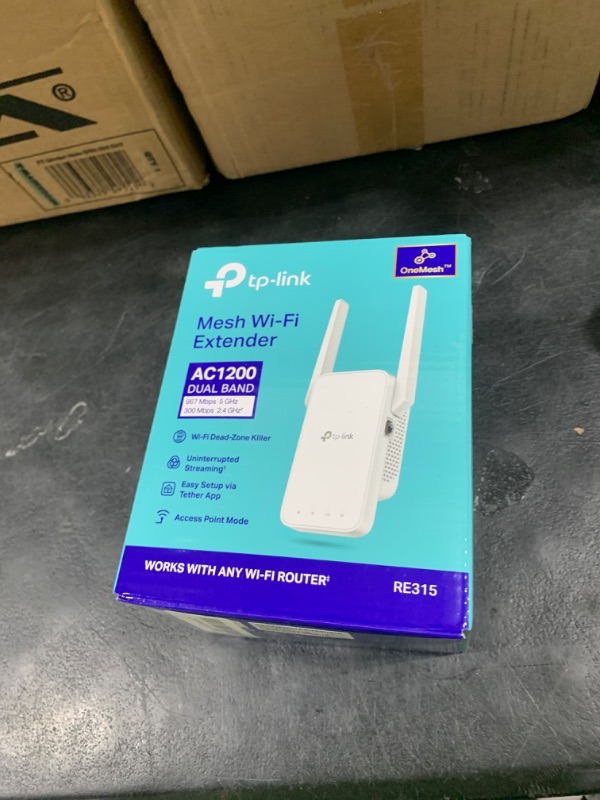 Photo 1 of TP-Link AC1200 WiFi Extender, 2025 Wirecutter Best WiFi Extender, 1.2Gbps Home Signal Booster, Dual Band 5GHz/2.4GHz, Up to 1600 Sq.ft and 32 Devices, EasyMesh Compatible, One Ethernet Port (RE315)