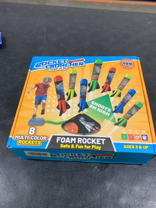 Photo 1 of Otoseth Toys Rocket Launcher for Kids - Launch up to 100 Ft, 8 Multi-Color Foam Rockets & Adjustable Launch Stand, Kids Outdoor Toys, Birthday Toys for Kids Boys Girls Age 3+ Years Old