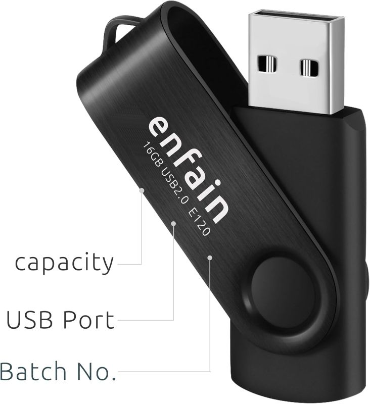 Photo 1 of Enfain 32GB USB 2.0 Memory Sticks 2 PIECE Matte Black Flash Drives for Document Backup & Distribution