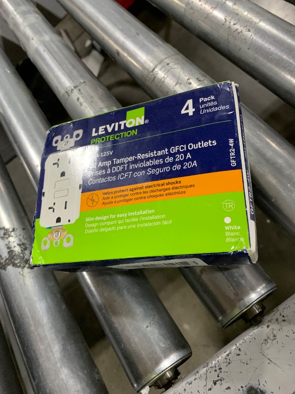 Photo 1 of Leviton GFTR2-W Self-Test SmartlockPro Slim GFCI Tamper-Resistant Receptacle with LED Indicator, Wallplate Not Included, 20-Amp, White (4 PACK)