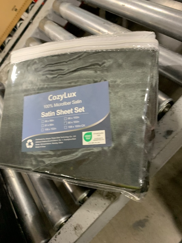 Photo 1 of CozyLux Satin Sheets Queen Size - 4 Piece Dark Grey Bed Sheet Set with Silky Microfiber, 1 Deep Pocket Fitted Sheet, 1 Flat Sheet, and 2 Pillowcases - Smooth and Soft
