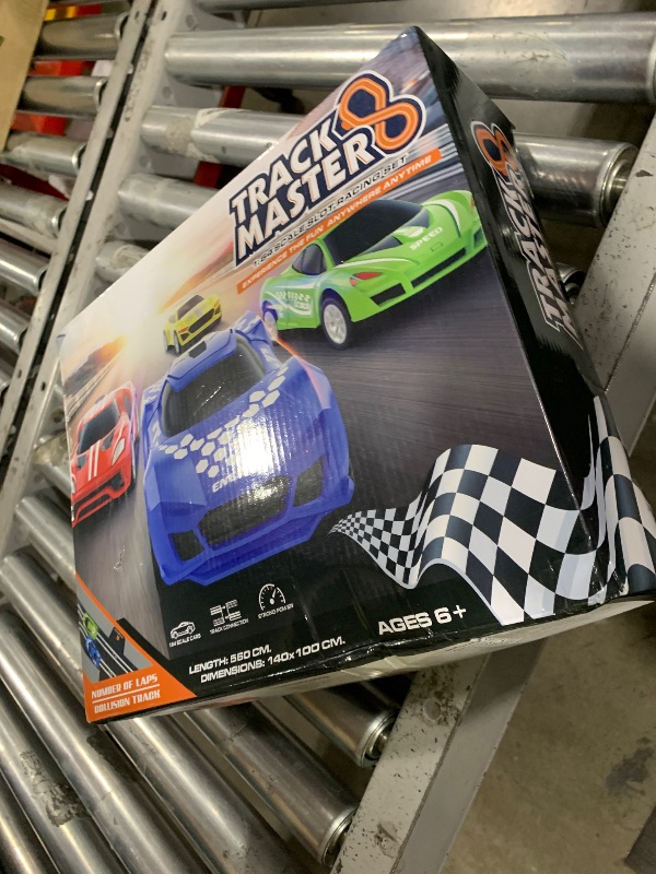 Photo 1 of Slot Car Race Track Sets with 4 High-Speed Racing Car, Battery or Electric Race Car Track for Boys and Kids, Dual Racing Game Lap Counter Circular Overpass Track, Gifts Toys for Boys Kids Age 6 7 8-12