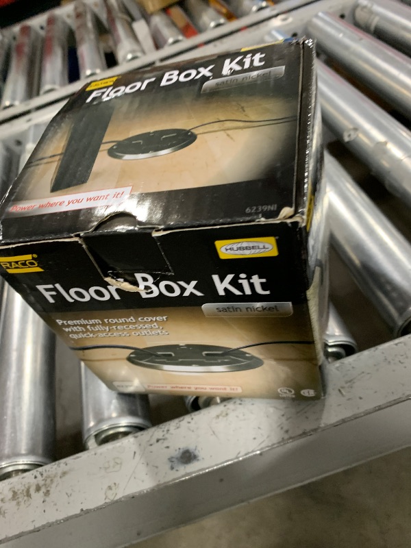 Photo 1 of RACO 6239NI Floor Kit with Recessed Duplex 15A TR Device and Adjustable Steel Box, 1-Gang, Nickel