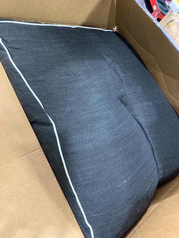Photo 1 of Wenqik Outdoor Wicker Chair Cushions of 3 Pieces 44 x 19 x 4 Inch Waterproof Tufted Bench Cushions for Patio Furniture Fade Resistant 1 Loveseat and 2 Square Seat Pad for Swing Sofa Settee (Black)