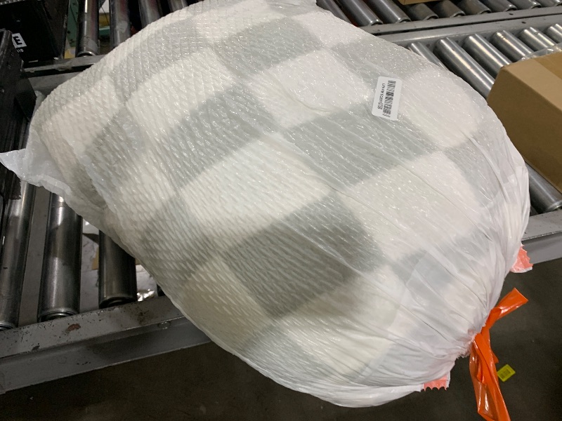 Photo 1 of WRENSONGE Checkered Throw Blanket, Sage Green Soft Cozy Fluffy Warm Hand Made Throw Blankets for Couch, Sofa, Chair, Bed, Camping, Picnic, Travel Lightweight Bed Blanket - 90"*108"