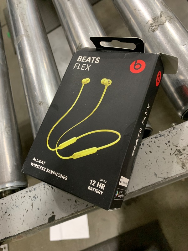 Photo 1 of Beats Flex Wireless Earbuds - Apple W1 Headphone Chip, Magnetic Earphones, Class 1 Bluetooth, 12 Hours of Listening Time, Built-in Microphone - Yuzu Yellow
